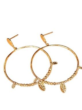 18 Karat Gold Plated Brass Gorjana | Leucadia Beaded Drop Hoop
